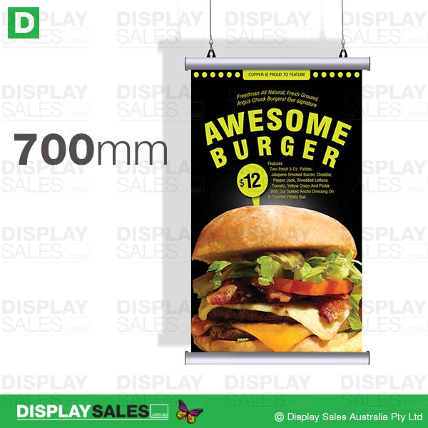 700mm Poster Size Hanging Rail System - Clip Open (Poster size W:700mm)