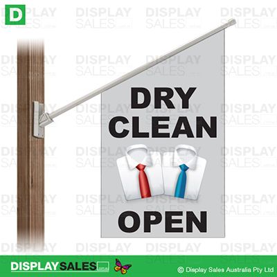 Point-sign flag -  "DRY CLEAN OPEN"