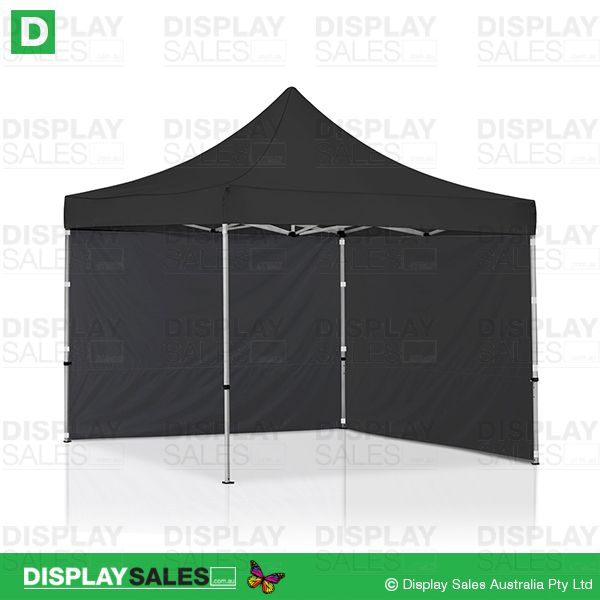 Folding Marquee - 3m x 3m System With Black Roof + 2 Walls