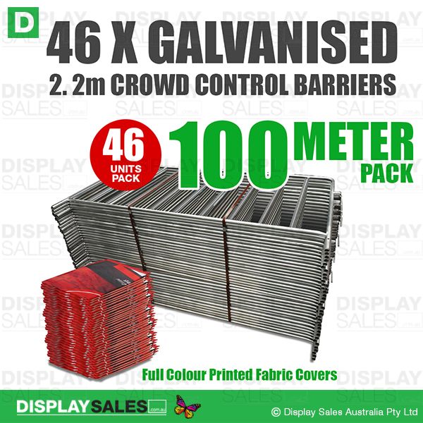 Galvanized Steel Crowd Control Barriers - 46 Units Pack (100 meter)