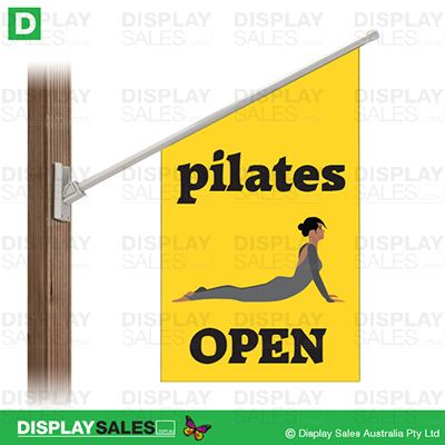 Point-sign flag -  "PILATES OPEN"