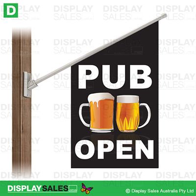 Point-sign flag -  "PUB OPEN"