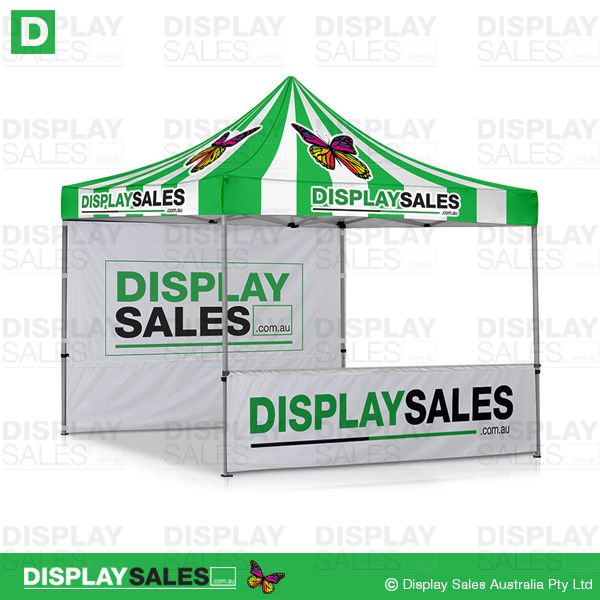 Folding Marquee 3 x 3 System with Full Color Branded Roof, 1 x Back Wall & 1 x Half Wall