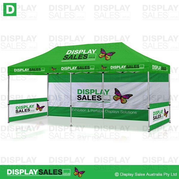 Folding Marquee 3m X 6m System With Full Color Branded Roof, Back Wall & 2 x  Half Walls