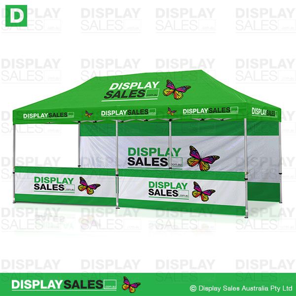 Folding Marquee 3m X 6m System With Full Color Branded Roof, Back Wall & 2 Half Walls