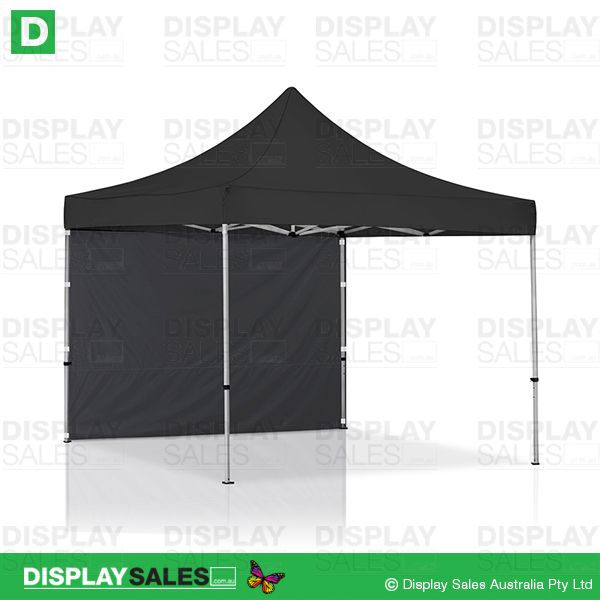 Folding Marquee - 3m x 3m System With Black Roof + 1 Wall