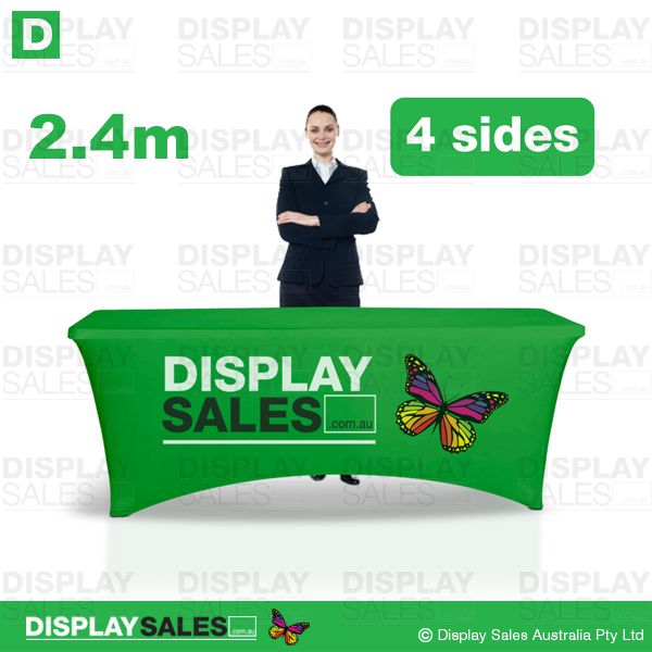 8ft Stretch & Fitted 4 Sided Table Cloth - Full Colour Printed (Custom Printed)