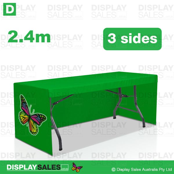 8ft Fitted 3 Sided Table Cloth - Full Colour Printed (Custom Printed)