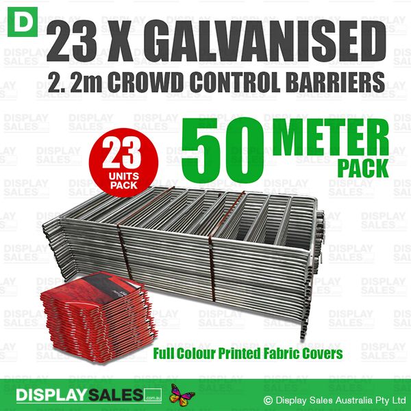 Galvanized Steel Crowd Control Barriers - 23 Units Pack (50 meter)
