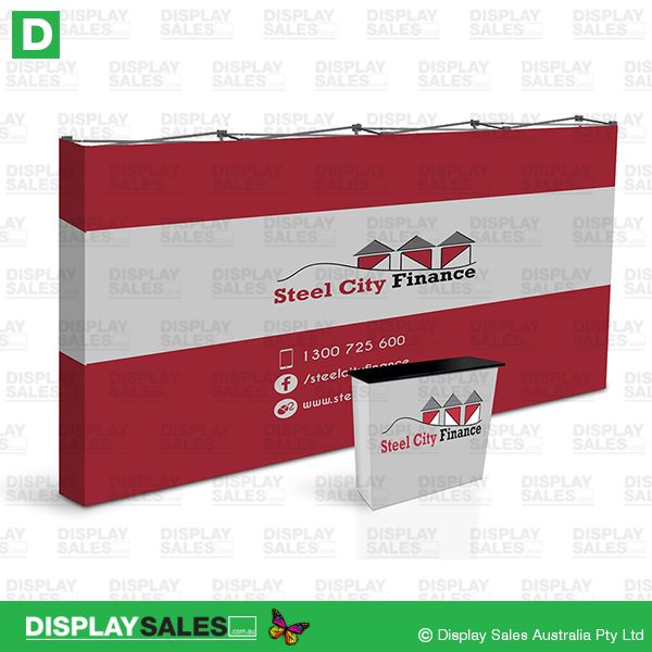Fabric Popup Media Wall + Promotional Table Package