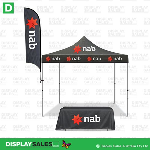 Custom Printed (3 X 3) Marquee + Table Cloth + Feather Flag Package