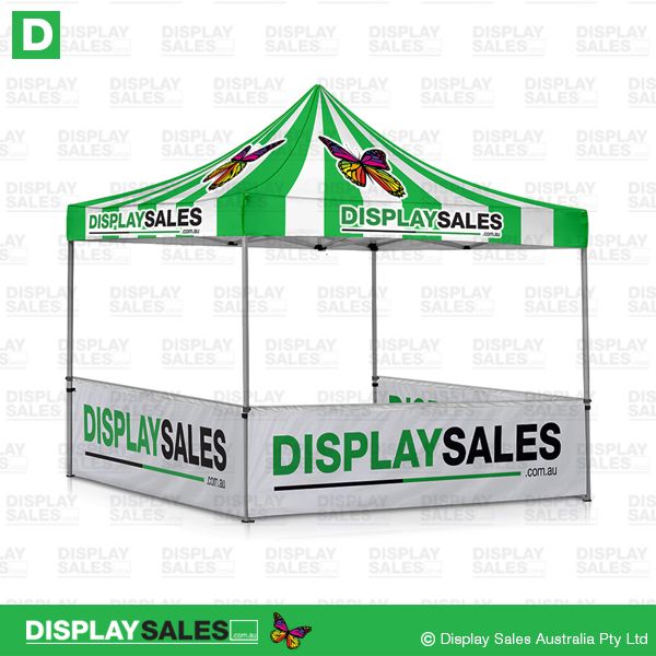 Folding Marquee 3 x 3 System with Full Color Branded Roof & 3 x Half Walls