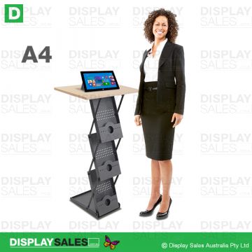 Z-Fold brochure Stand with Wood Top (A4 Pockets)
