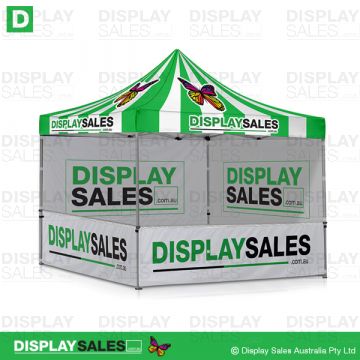Folding Marquee 3 x 3 System with Full Color Branded Roof, 2 x Walls & 2 x Half Walls