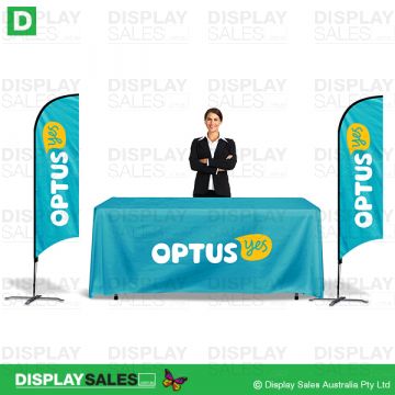 2 X Feather Flags + Printed Table Cloths Package