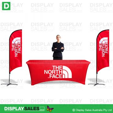 2 X Feather Flags + Printed Table Cloths Package